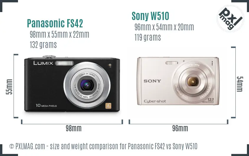Panasonic FS42 vs Sony W510 size comparison