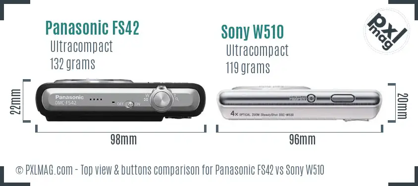 Panasonic FS42 vs Sony W510 top view buttons comparison
