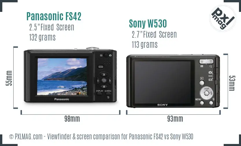Panasonic FS42 vs Sony W530 Screen and Viewfinder comparison