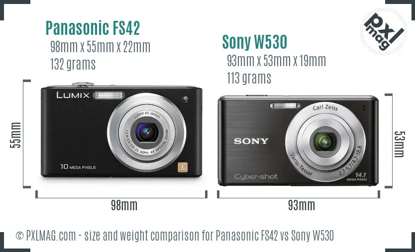 Panasonic FS42 vs Sony W530 size comparison