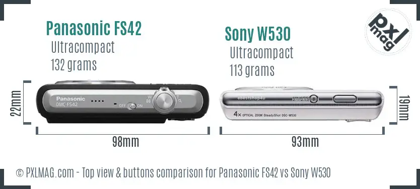 Panasonic FS42 vs Sony W530 top view buttons comparison