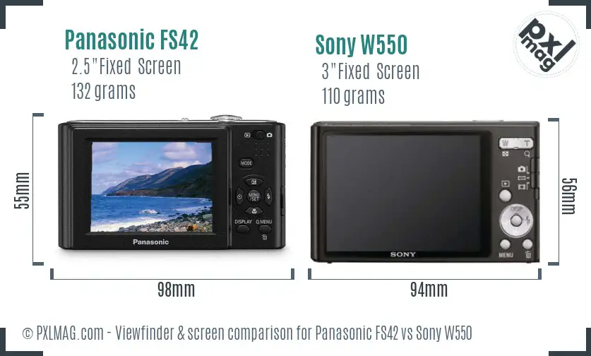 Panasonic FS42 vs Sony W550 Screen and Viewfinder comparison