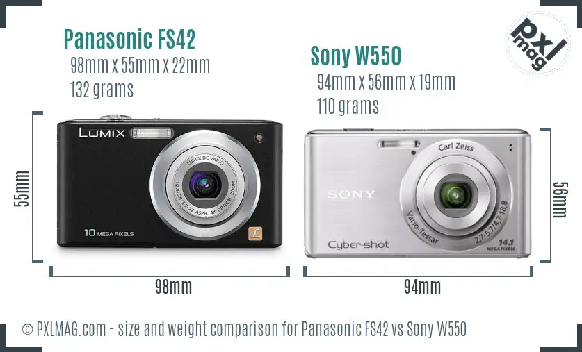 Panasonic FS42 vs Sony W550 size comparison