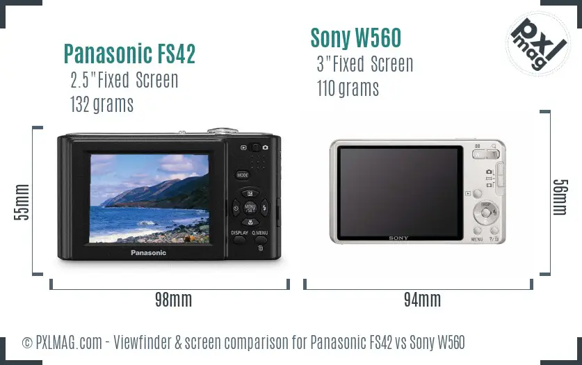 Panasonic FS42 vs Sony W560 Screen and Viewfinder comparison