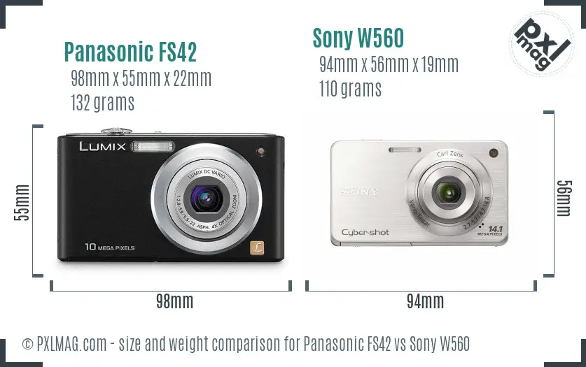 Panasonic FS42 vs Sony W560 size comparison