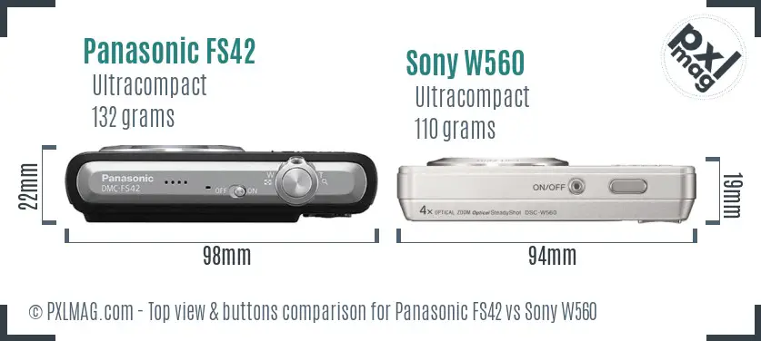 Panasonic FS42 vs Sony W560 top view buttons comparison