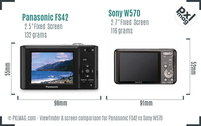 Panasonic FS42 vs Sony W570 Screen and Viewfinder comparison