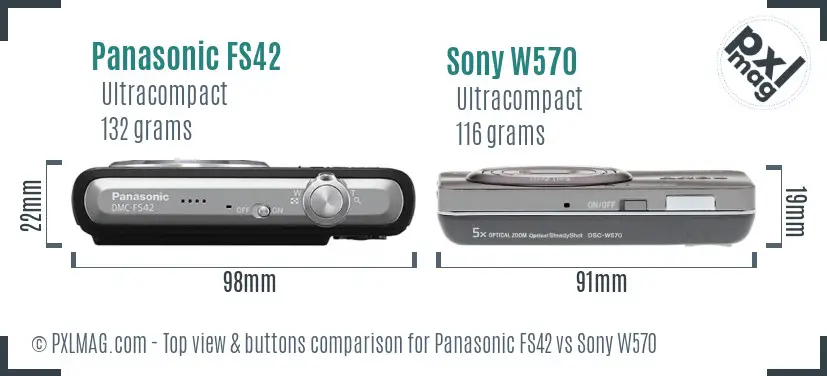 Panasonic FS42 vs Sony W570 top view buttons comparison