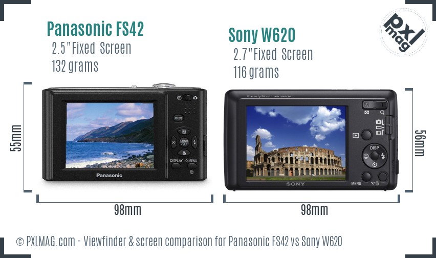 Panasonic FS42 vs Sony W620 Screen and Viewfinder comparison