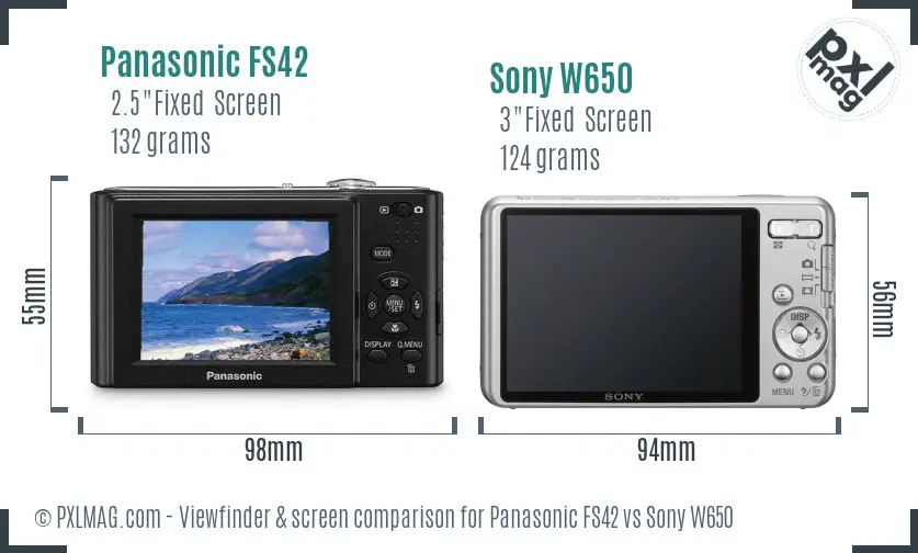 Panasonic FS42 vs Sony W650 Screen and Viewfinder comparison