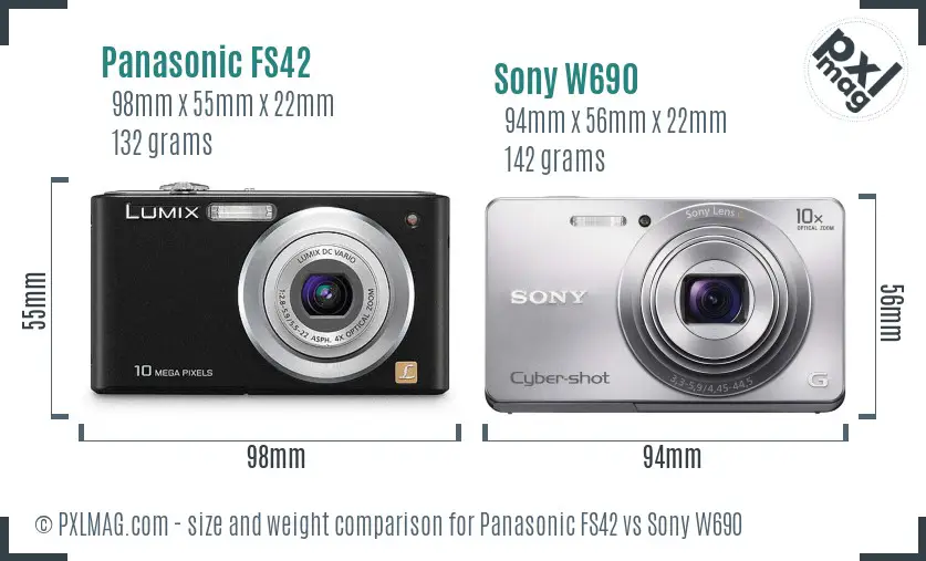 Panasonic FS42 vs Sony W690 size comparison