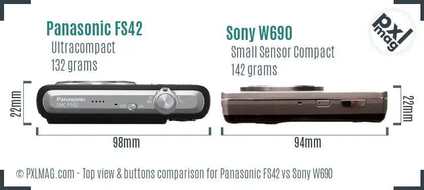 Panasonic FS42 vs Sony W690 top view buttons comparison