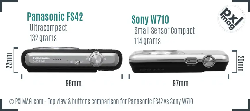 Panasonic FS42 vs Sony W710 top view buttons comparison