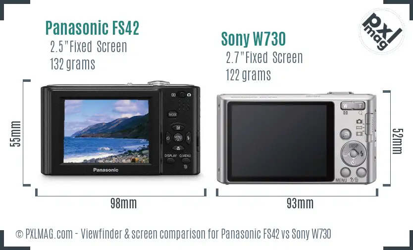 Panasonic FS42 vs Sony W730 Screen and Viewfinder comparison