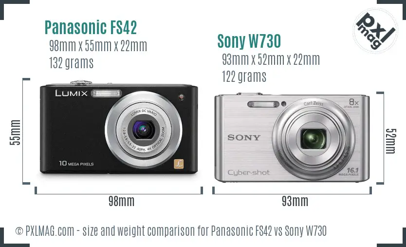 Panasonic FS42 vs Sony W730 size comparison