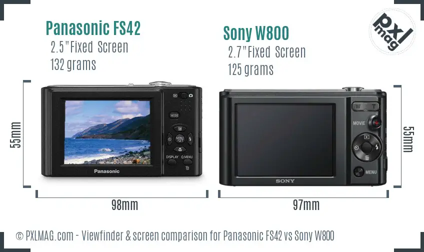 Panasonic FS42 vs Sony W800 Screen and Viewfinder comparison