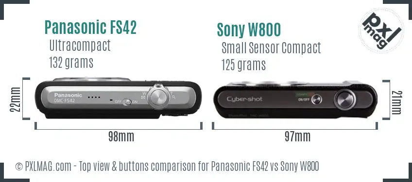 Panasonic FS42 vs Sony W800 top view buttons comparison