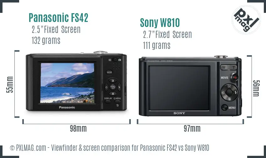 Panasonic FS42 vs Sony W810 Screen and Viewfinder comparison Panasonic FS42 vs Sony W810 Screen and Viewfinder comparison