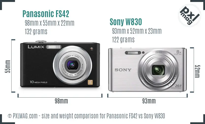 Panasonic FS42 vs Sony W830 size comparison