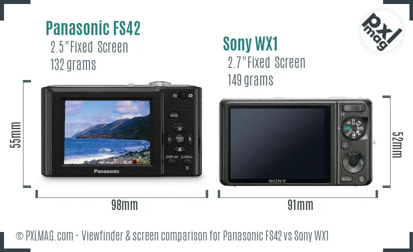 Panasonic FS42 vs Sony WX1 Screen and Viewfinder comparison