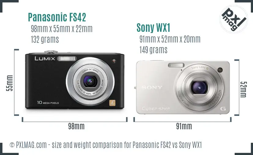 Panasonic FS42 vs Sony WX1 size comparison