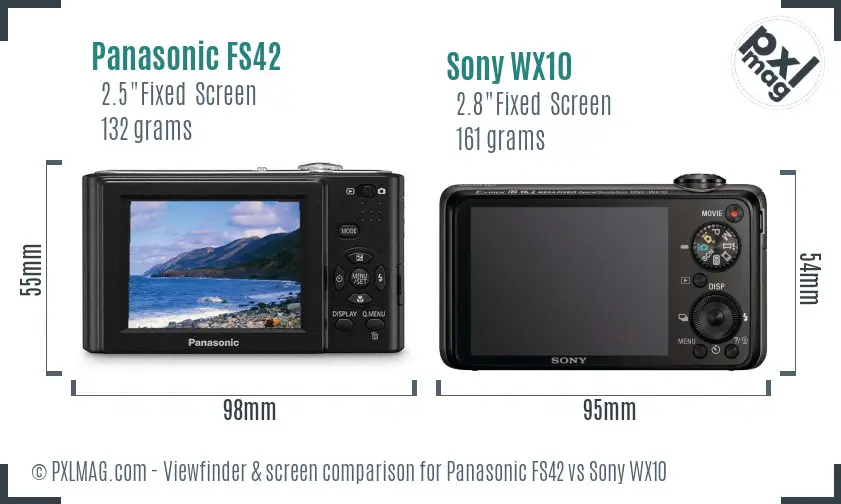 Panasonic FS42 vs Sony WX10 Screen and Viewfinder comparison Panasonic FS42 vs Sony WX10 Screen and Viewfinder comparison