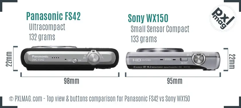 Panasonic FS42 vs Sony WX150 top view buttons comparison