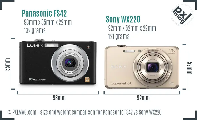 Panasonic FS42 vs Sony WX220 size comparison