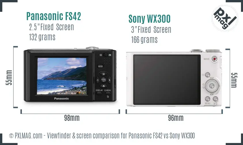 Panasonic FS42 vs Sony WX300 Screen and Viewfinder comparison