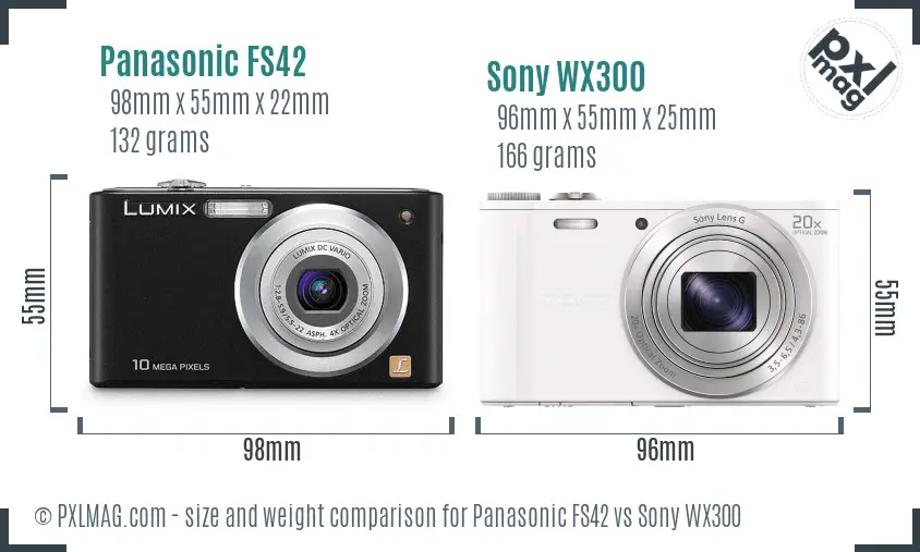 Panasonic FS42 vs Sony WX300 size comparison