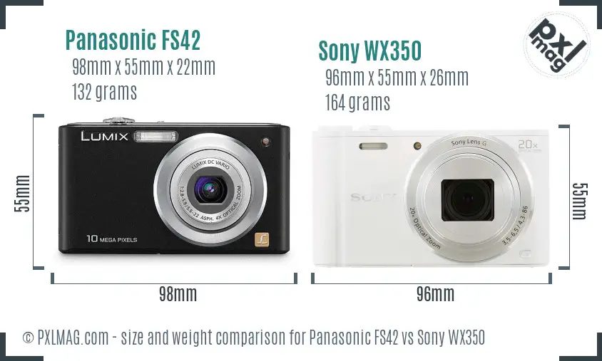 Panasonic FS42 vs Sony WX350 size comparison