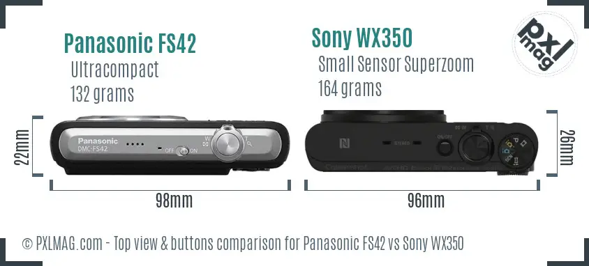 Panasonic FS42 vs Sony WX350 top view buttons comparison