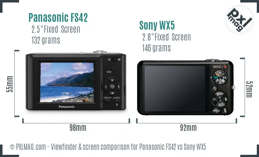 Panasonic FS42 vs Sony WX5 Screen and Viewfinder comparison Panasonic FS42 vs Sony WX5 Screen and Viewfinder comparison