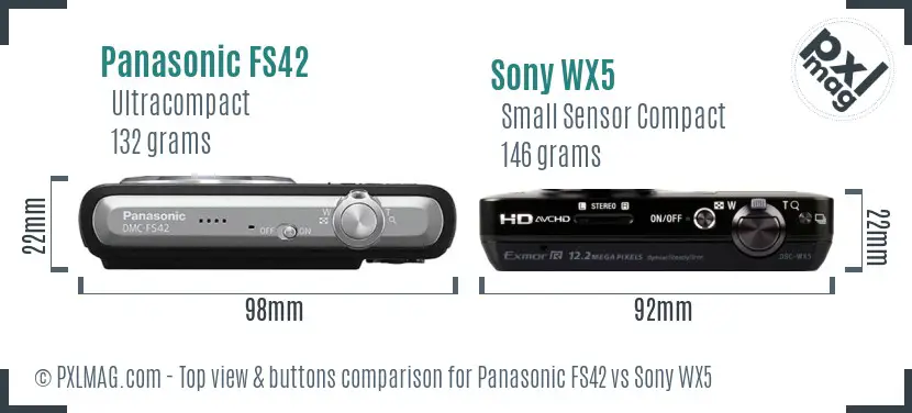 Panasonic FS42 vs Sony WX5 top view buttons comparison Panasonic FS42 vs Sony WX5 top view buttons comparison