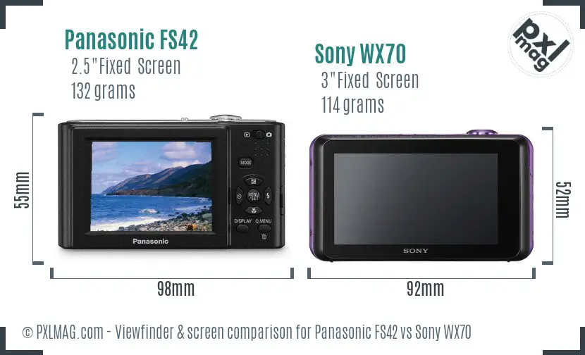 Panasonic FS42 vs Sony WX70 Screen and Viewfinder comparison