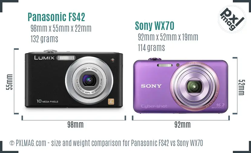 Panasonic FS42 vs Sony WX70 size comparison