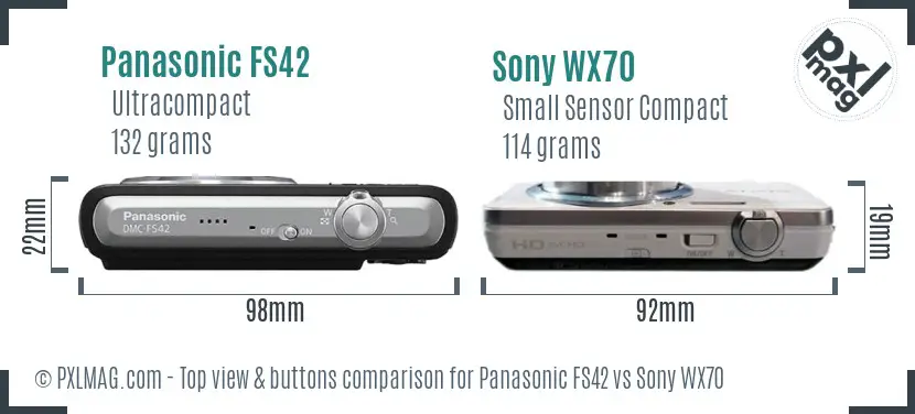 Panasonic FS42 vs Sony WX70 top view buttons comparison