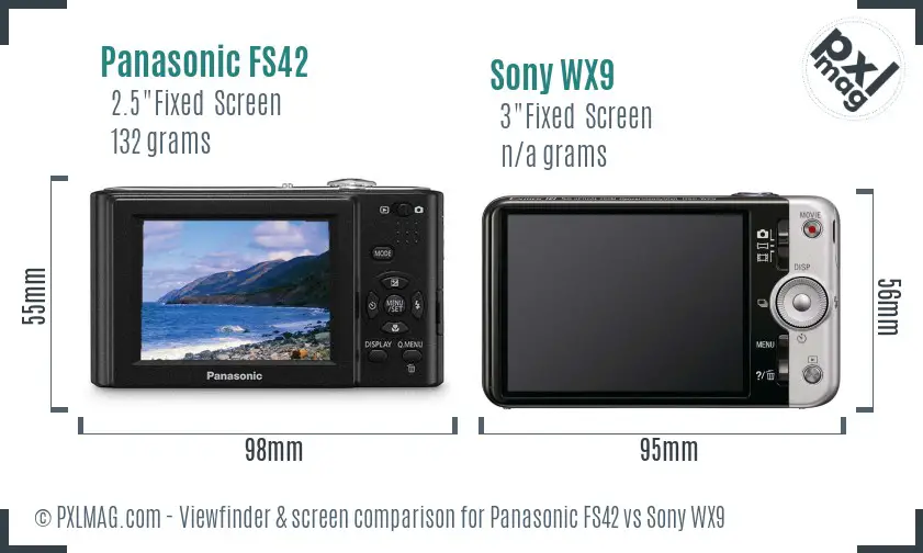 Panasonic FS42 vs Sony WX9 Screen and Viewfinder comparison
