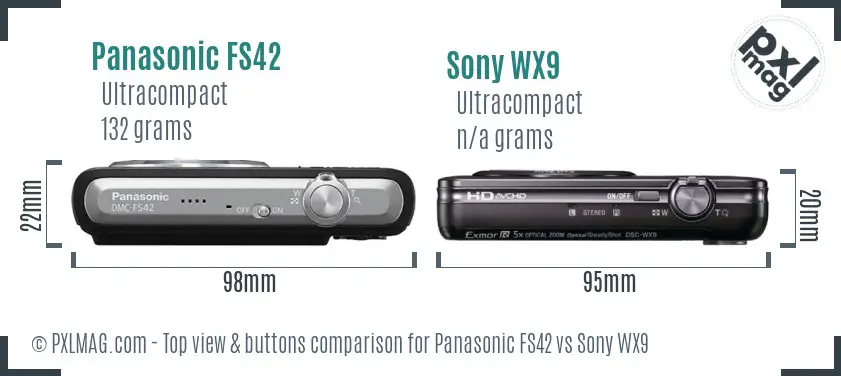 Panasonic FS42 vs Sony WX9 top view buttons comparison
