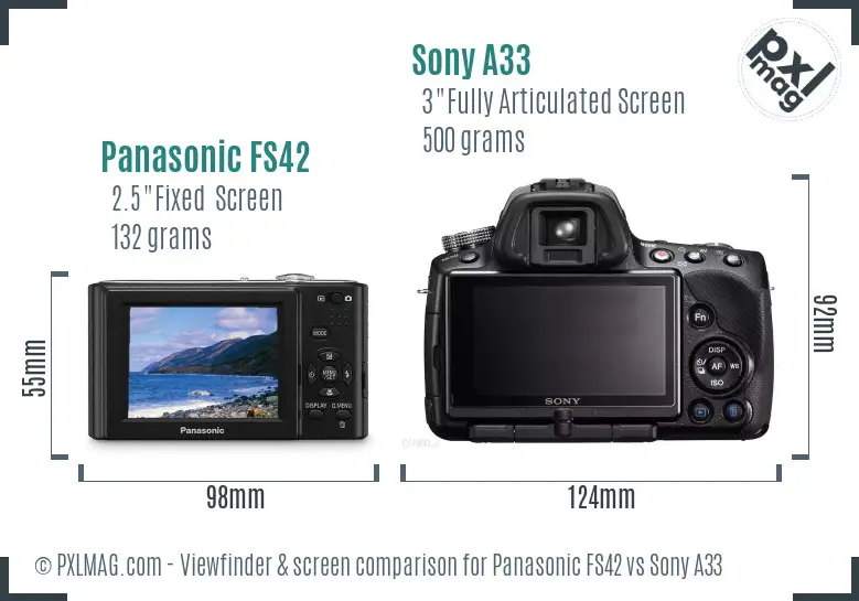 Panasonic FS42 vs Sony A33 Screen and Viewfinder comparison