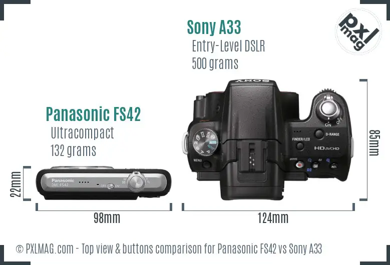 Panasonic FS42 vs Sony A33 top view buttons comparison