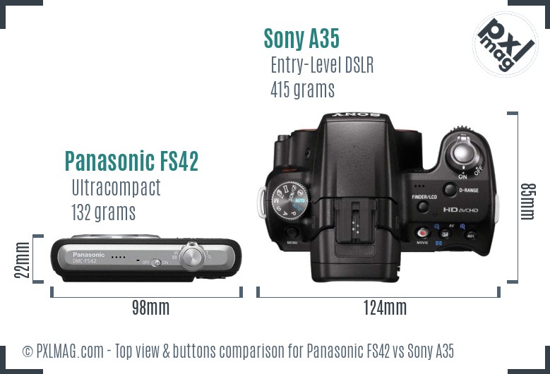 Panasonic FS42 vs Sony A35 top view buttons comparison