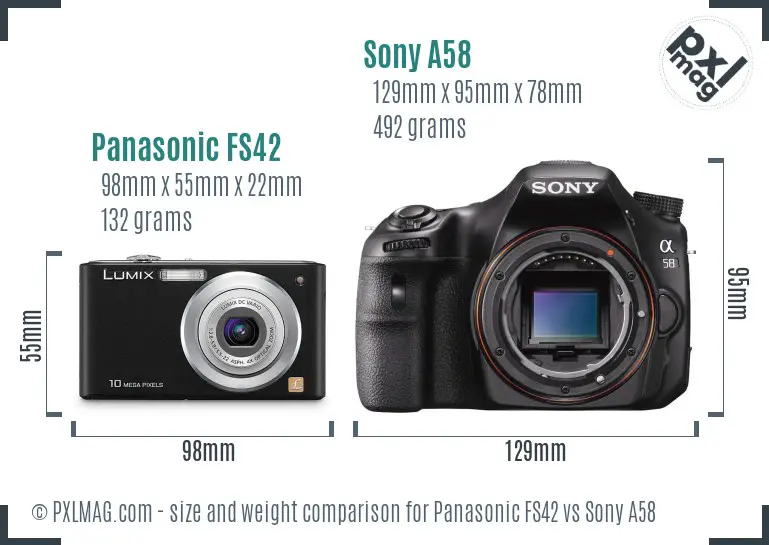 Panasonic FS42 vs Sony A58 size comparison