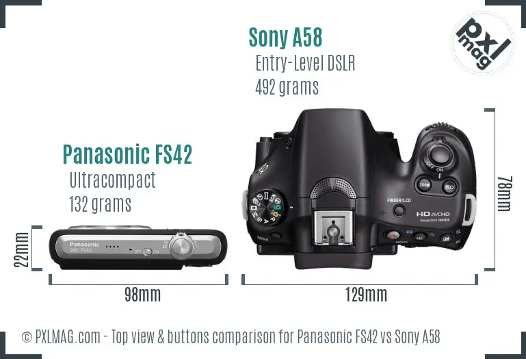 Panasonic FS42 vs Sony A58 top view buttons comparison