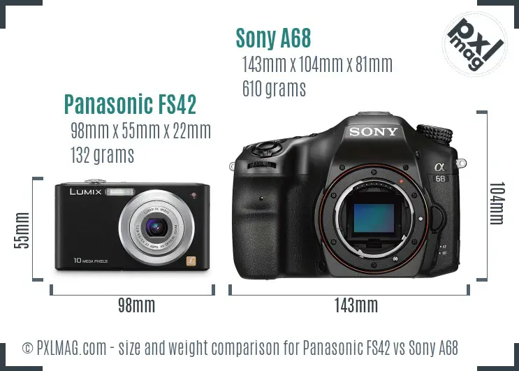 Panasonic FS42 vs Sony A68 size comparison