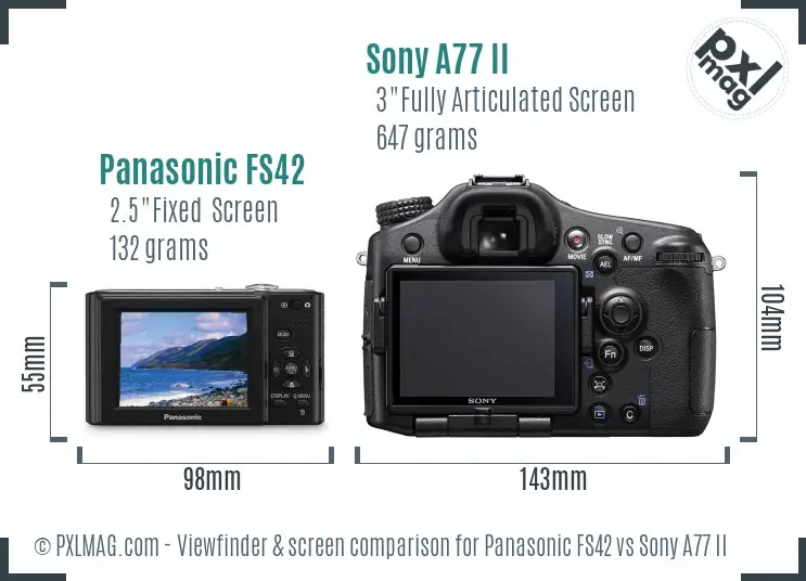 Panasonic FS42 vs Sony A77 II Screen and Viewfinder comparison