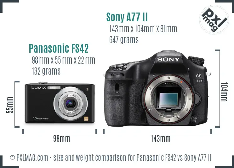 Panasonic FS42 vs Sony A77 II size comparison