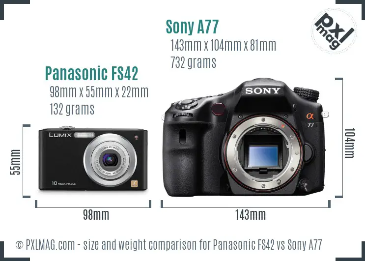 Panasonic FS42 vs Sony A77 size comparison