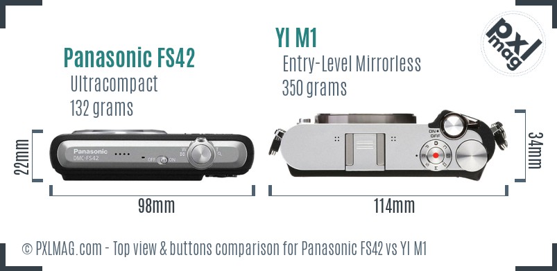 Panasonic FS42 vs YI M1 top view buttons comparison