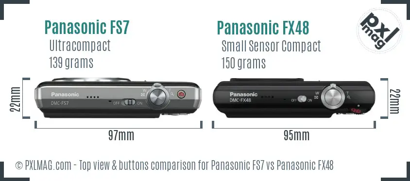 Panasonic FS7 vs Panasonic FX48 top view buttons comparison